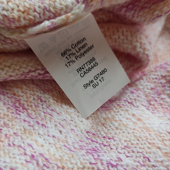 J Crew Knit Cotton Linen Vest Sweater Pink Purple White Coral Sleeveless XL - Picture 13 of 16